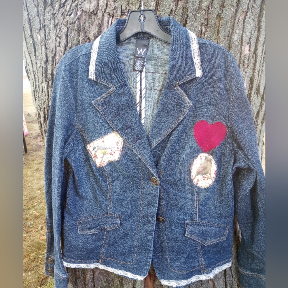 Handmade embellished denim jacket